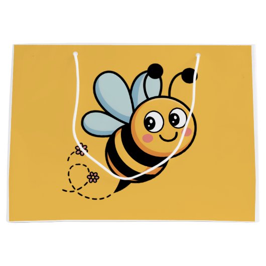 Grand Sac Cadeau Child-Friendly Bee Mascot with Dotted Trail (Devant)
