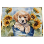 Grand Sac Cadeau Chiot de tournesol (Devant)
