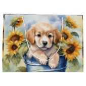 Grand Sac Cadeau Chiot de tournesol (Dos)