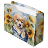 Grand Sac Cadeau Chiot de tournesol (Dos Angle)