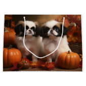 Grand Sac Cadeau Chiot japonais Chiot Automne Citrouille délice (Devant)