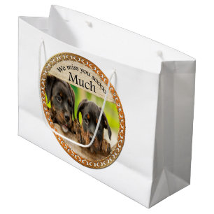Grand Sac Cadeau Chiots Rottweiler noir mignons avec des visages tr