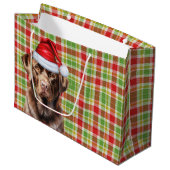 Grand Sac Cadeau Chocolat de Noël Plaid Labrador Retriever Chien (Devant Angle)
