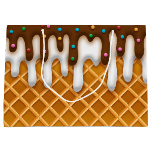 Grand Sac Cadeau Chocolat Et Vanille De Cône De Lafle De Crème De