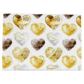 Grand Sac Cadeau Chocolat Or Coeurs blancs Anniversaire (Dos)