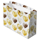 Grand Sac Cadeau Chocolat Or Coeurs blancs Anniversaire (Dos Angle)