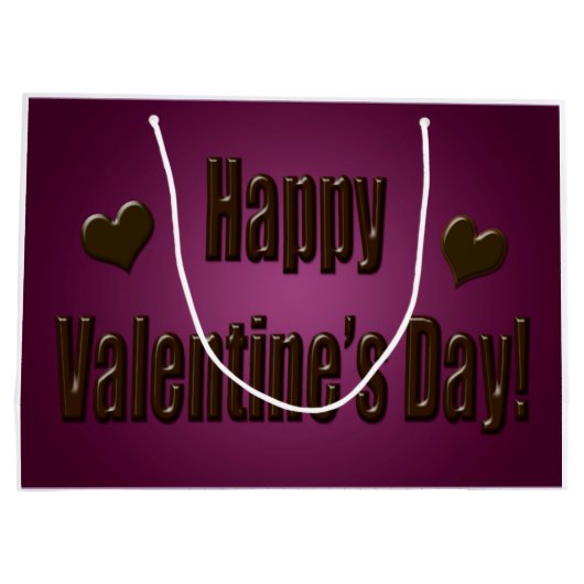 Grand Sac Cadeau Chocolat pourpre Valentine heureux (Dos)