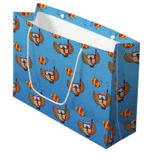 Grand Sac Cadeau Chouette avec masque tuba et poisson tropical