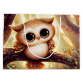 Grand Sac Cadeau Chouette brune mignonne sur une branche (Dos)