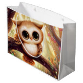 Grand Sac Cadeau Chouette brune mignonne sur une branche (Dos Angle)