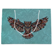 Grand Sac Cadeau Chouette colorée en mosaïque (Devant)