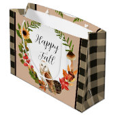 Grand Sac Cadeau Chouette et nature avec texte personnalisable (Dos Angle)