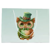 Grand Sac Cadeau Chouette mignonne dans un chapeau vert (Dos)