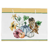 Grand Sac Cadeau Chouette mignonne et citrouilles d'automne (Dos)