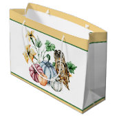 Grand Sac Cadeau Chouette mignonne et citrouilles d'automne (Dos Angle)