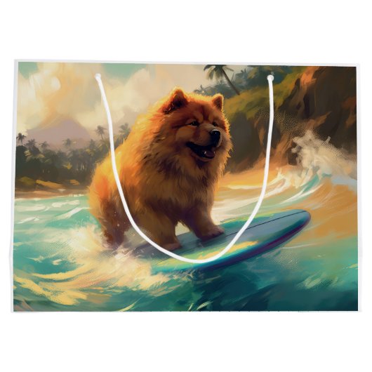 Grand Sac Cadeau Chow Chow Beach Plage Surf Peinture (Dos)