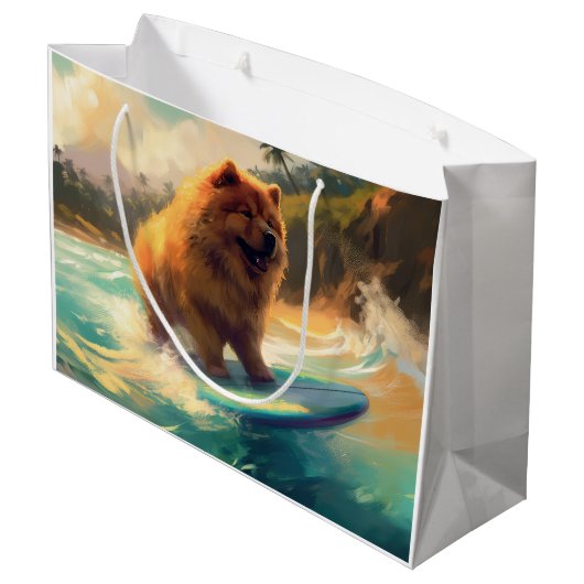 Grand Sac Cadeau Chow Chow Beach Plage Surf Peinture (Dos Angle)