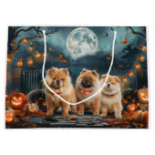 Grand Sac Cadeau Chow Chow Halloween Éffrayant (Devant)