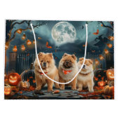 Grand Sac Cadeau Chow Chow Halloween Éffrayant (Dos)