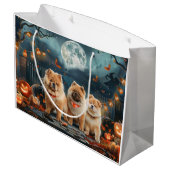 Grand Sac Cadeau Chow Chow Halloween Éffrayant (Dos Angle)