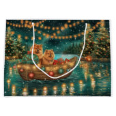 Grand Sac Cadeau Chow Chow Noël Festive Voyage (Devant)
