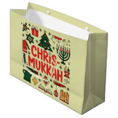 Grand Sac Cadeau Chrismukkah Hanoukka Noël Juif Religieux (Devant Angle)