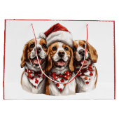 Grand Sac Cadeau Christmas Beagle Dogs (Dos)