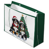 Grand Sac Cadeau Christmas Bernese Mountain Dogs (Devant Angle)