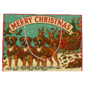 Grand Sac Cadeau Christmas Boxer Dogs Gift Bag (Dos)
