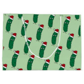 Grand Sac Cadeau Christmas Dill Pickle wearing a Santa Hat (Dos)