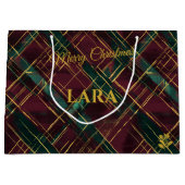 Grand Sac Cadeau Christmas Gift Bag Modern Plaid Tartan Pattern (Devant)