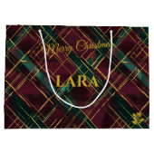 Grand Sac Cadeau Christmas Gift Bag Modern Plaid Tartan Pattern (Dos)