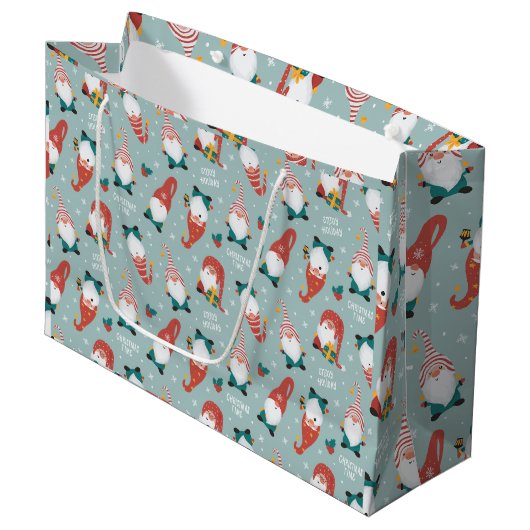 Grand Sac Cadeau Christmas Gnomes (Devant Angle)