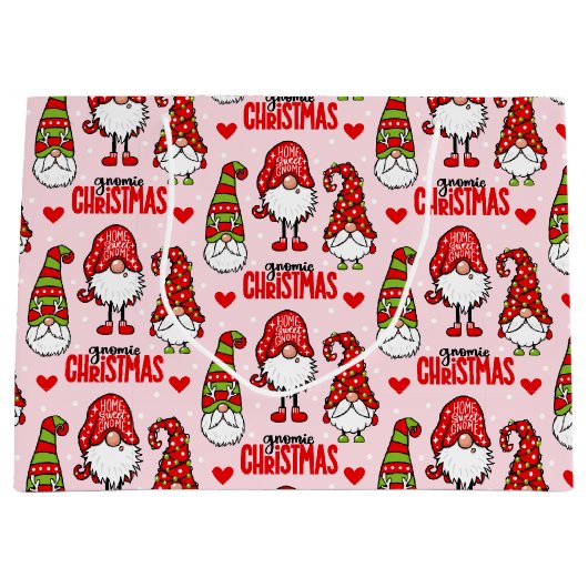 Grand Sac Cadeau Christmas Gnomes (Devant)