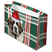 Grand Sac Cadeau Christmas Holiday Plaid Saint Bernard Dog Lover (Devant Angle)