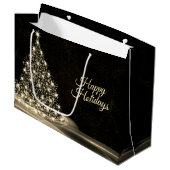 Grand Sac Cadeau Christmas Party Golden Shiny Tree Winter Black (Devant Angle)