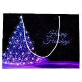 Grand Sac Cadeau Christmas Party Pink Blue Tree Winter Black Rustic (Dos)