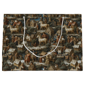 Grand Sac Cadeau Christmas Pattern • Bruegel Style Vintage Art