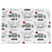 Grand Sac Cadeau Christmas Recycling Garbage Truck Custom Name  (Dos)