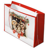 Grand Sac Cadeau Christmas Shih Tzu Dogs (Devant Angle)
