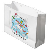Grand Sac Cadeau Christmas Unicorn (Devant Angle)