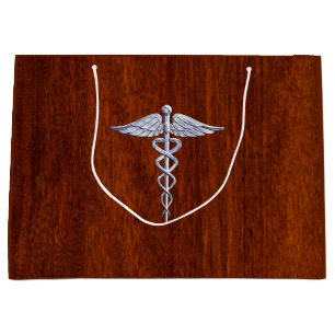 Grand Sac Cadeau Chrome Comme Caduceus Symbole Médicale Mahogany Im