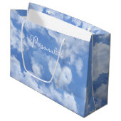 Grand Sac Cadeau Ciel bleu avec nuage en forme de coeur Ajouter un (Devant Angle)