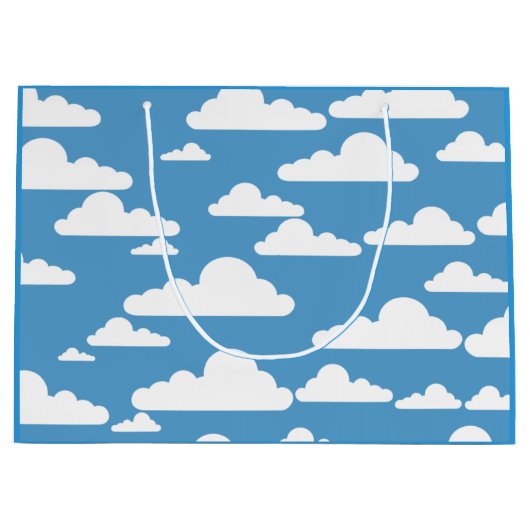 GRAND SAC CADEAU CIEL BLEU GRAPHIQUE ET NUAGES BLANCS ILLUSTRATION (Devant)