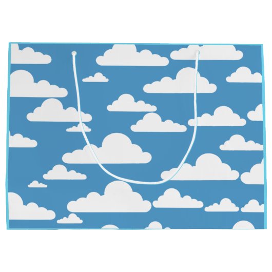 GRAND SAC CADEAU CIEL BLEU GRAPHIQUE ET NUAGES BLANCS ILLUSTRATION (Dos)