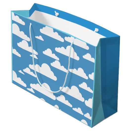 GRAND SAC CADEAU CIEL BLEU GRAPHIQUE ET NUAGES BLANCS ILLUSTRATION (Dos Angle)