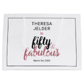 Grand Sac Cadeau Cinquante et fabuleux Anniversaire rose chic (Devant)