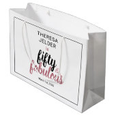 Grand Sac Cadeau Cinquante et fabuleux Anniversaire rose chic (Dos Angle)