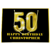 Grand Sac Cadeau Cinquantième célébration d'anniversaire de faux (Devant)