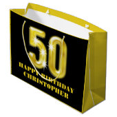 Grand Sac Cadeau Cinquantième célébration d'anniversaire de faux (Dos Angle)